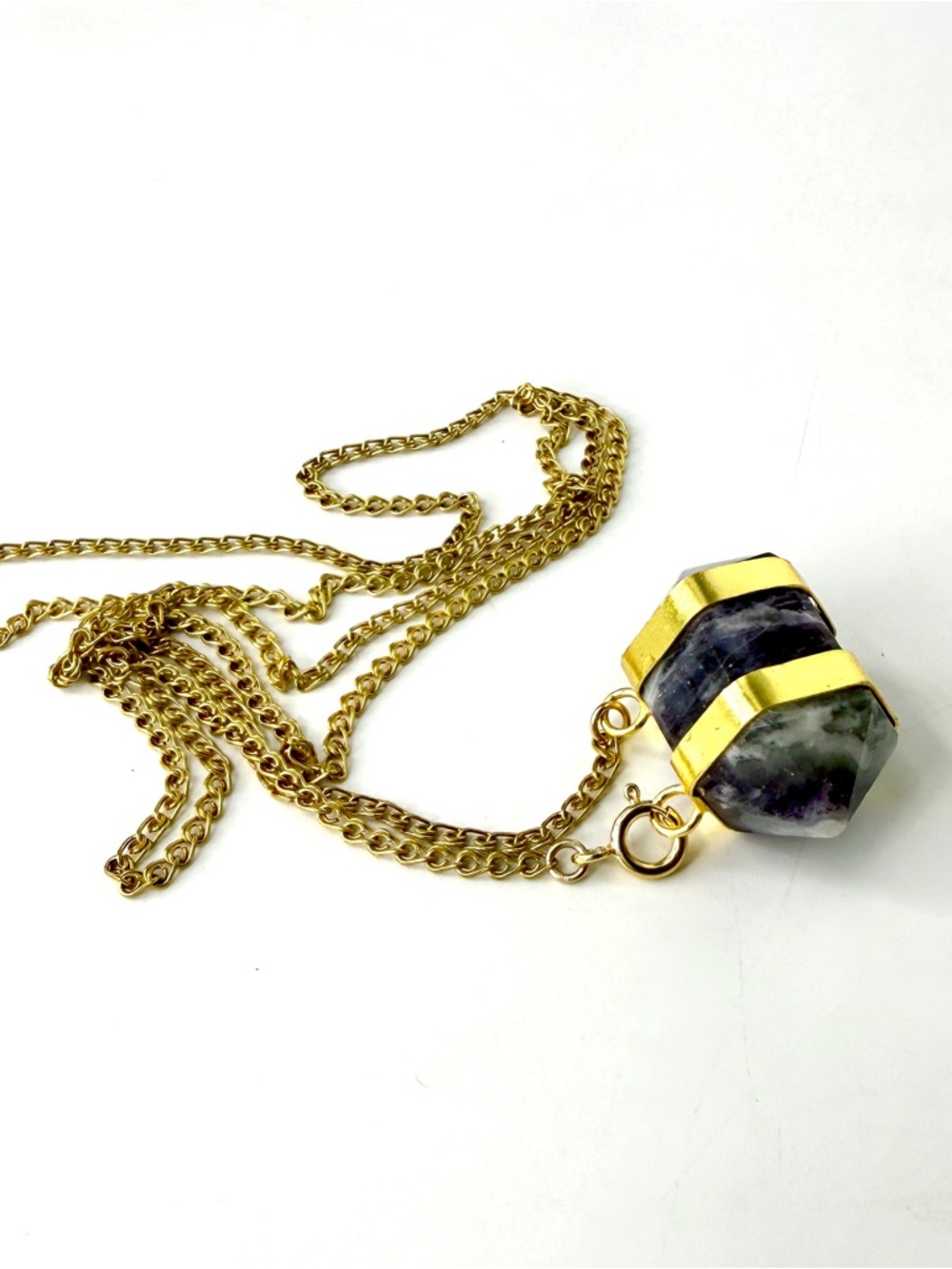Natural Amethyst Crystal Pointed Pendant Necklace, 30” Layering Necklace